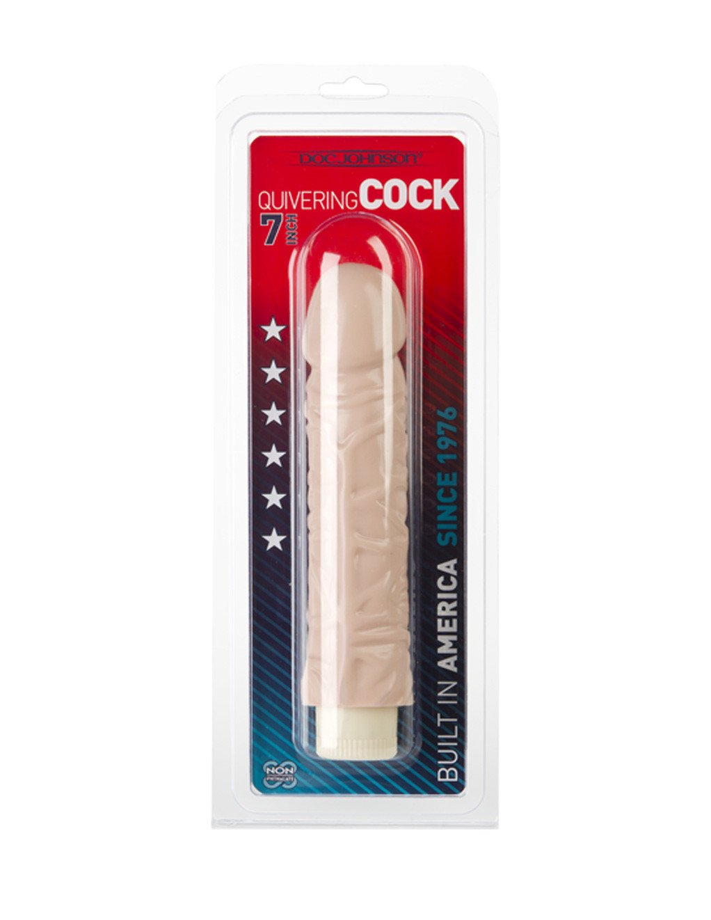 Doc Johnson Realistic Quivering Cock Dildo White Package