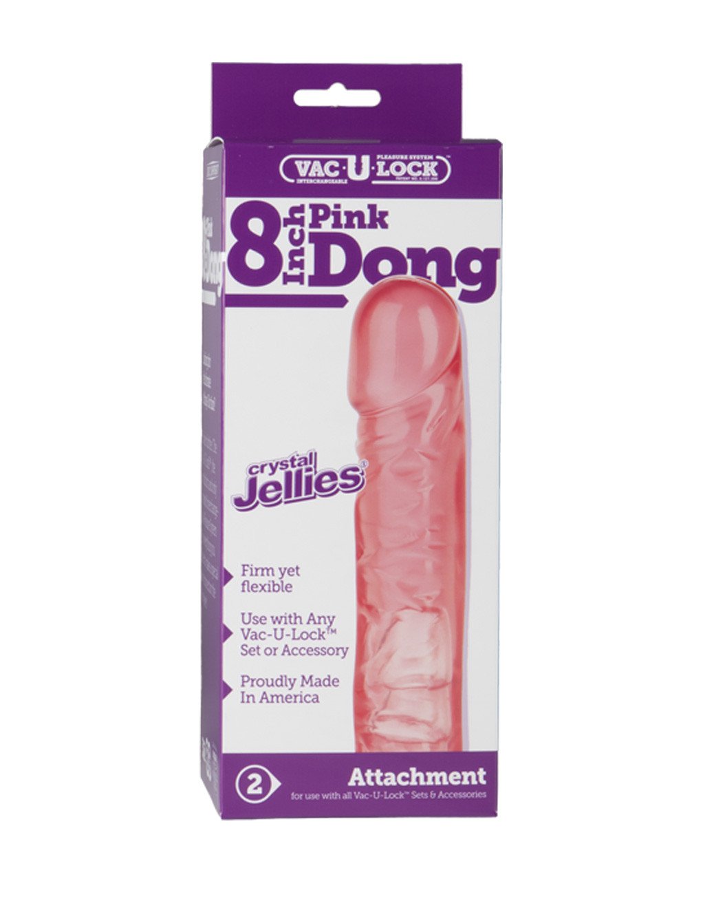 Vac-U-Lock 8 Inch Pink Crystal Jellie Dong