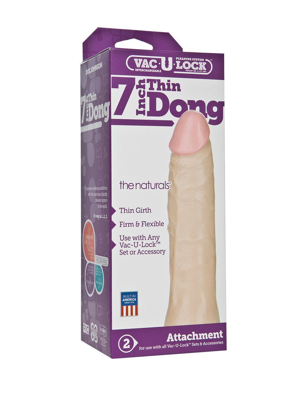 Vac-U-Lock 7 inch Thin Natural Dong