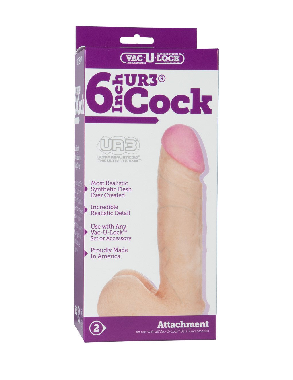 Vac-U-Lock 6 Inch UR3 Cock White