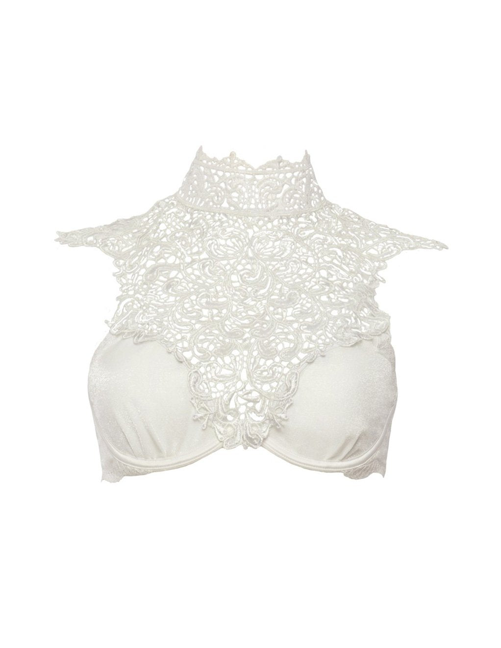 Oh la la Cherie High Neck Collared Applique Bra front