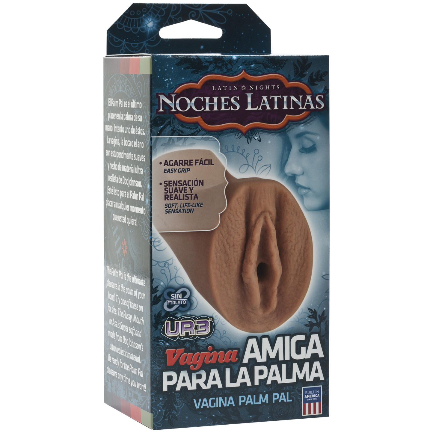 Doc Johnson Noches Latinas UltraSkyn Vagina Amiga Para La Palma Masturbator Brown
