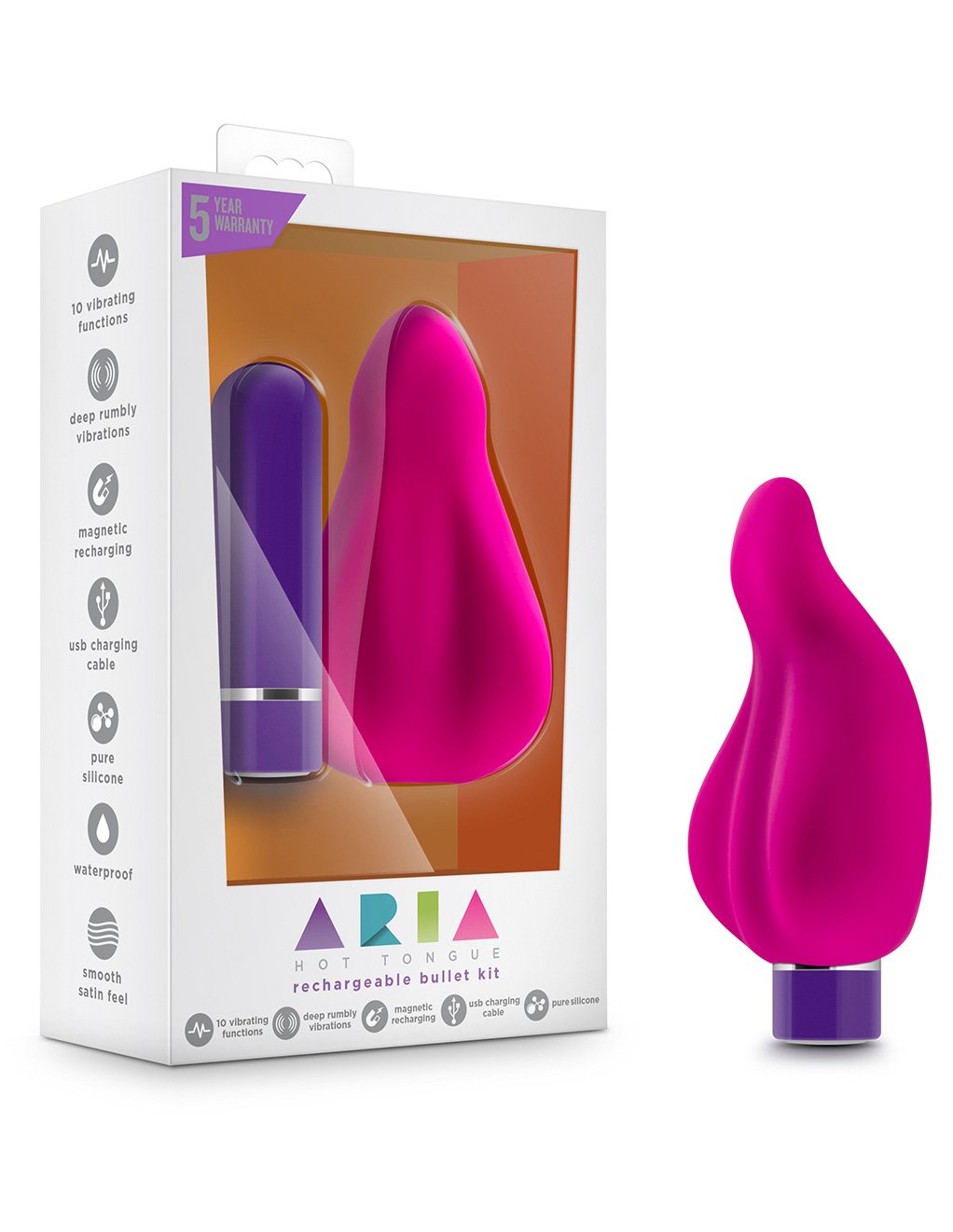 Aria by Blush Novelties Hot Tongue Rechargeable Bullet Kit