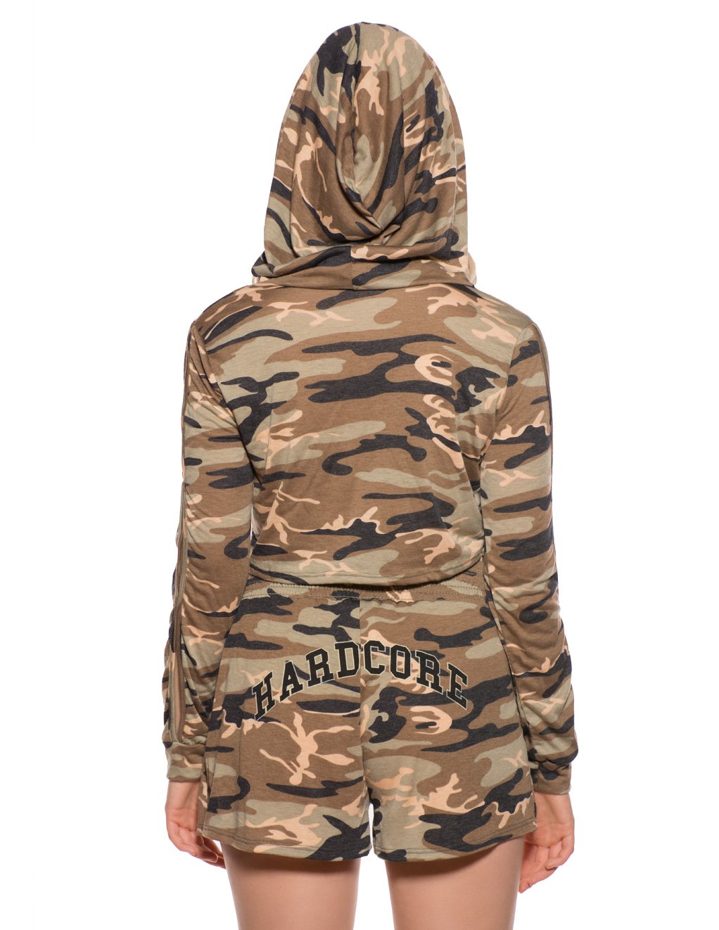 Hustler Logo 74 Camo Long Sleeve Crop Hoody back