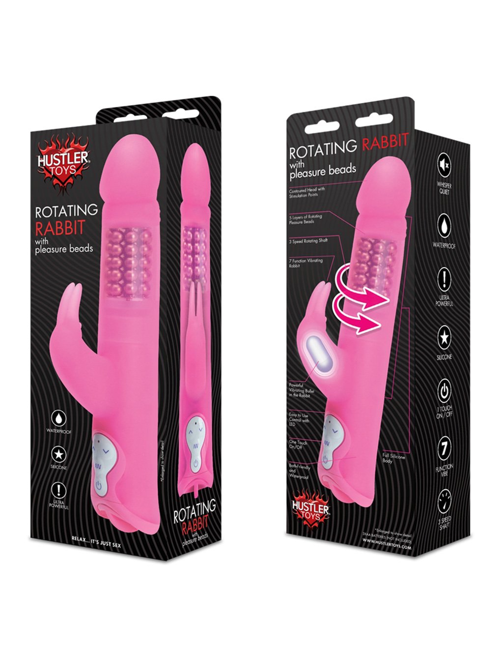Hustler Rotating Beads Rabbit Vibrator - Novelties - Dual/Multi