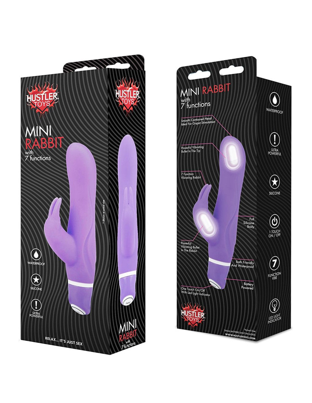 Hustler 7 Function Mini Rabbit Vibrator Purple - Novelties - Dual/Multi