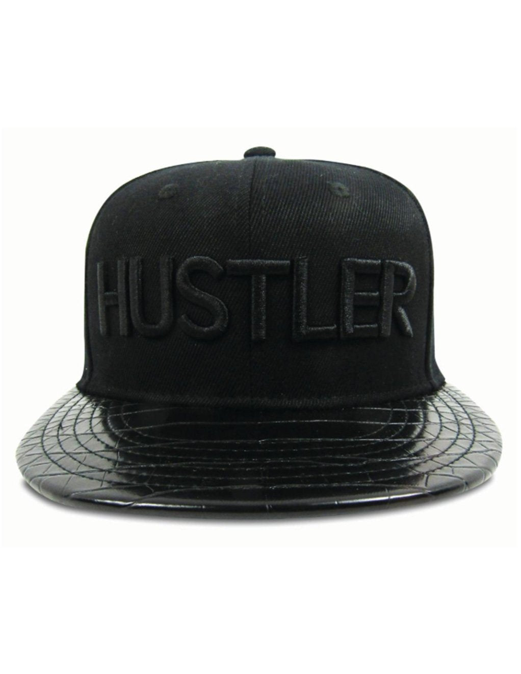 Hustler Classic Logo Reptile Brim Hat-BLACK/BLACK