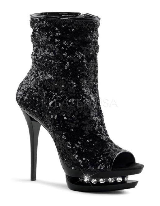 Pleaser Blondie R 1008 Sequined Open Toe Ankle Boot - Accessories - Footwear