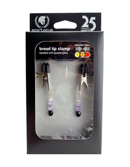 Spartacus Adjustable Broad Tip Beaded Clamps Purple - Fetish BDSM - Nipple play