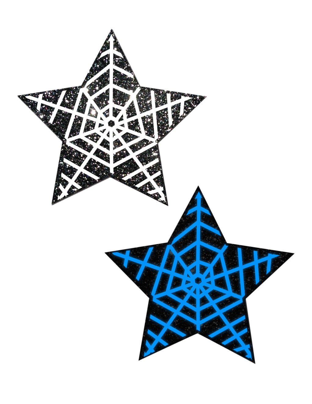 Glitter Star Pasties with Glow in the Dark Web