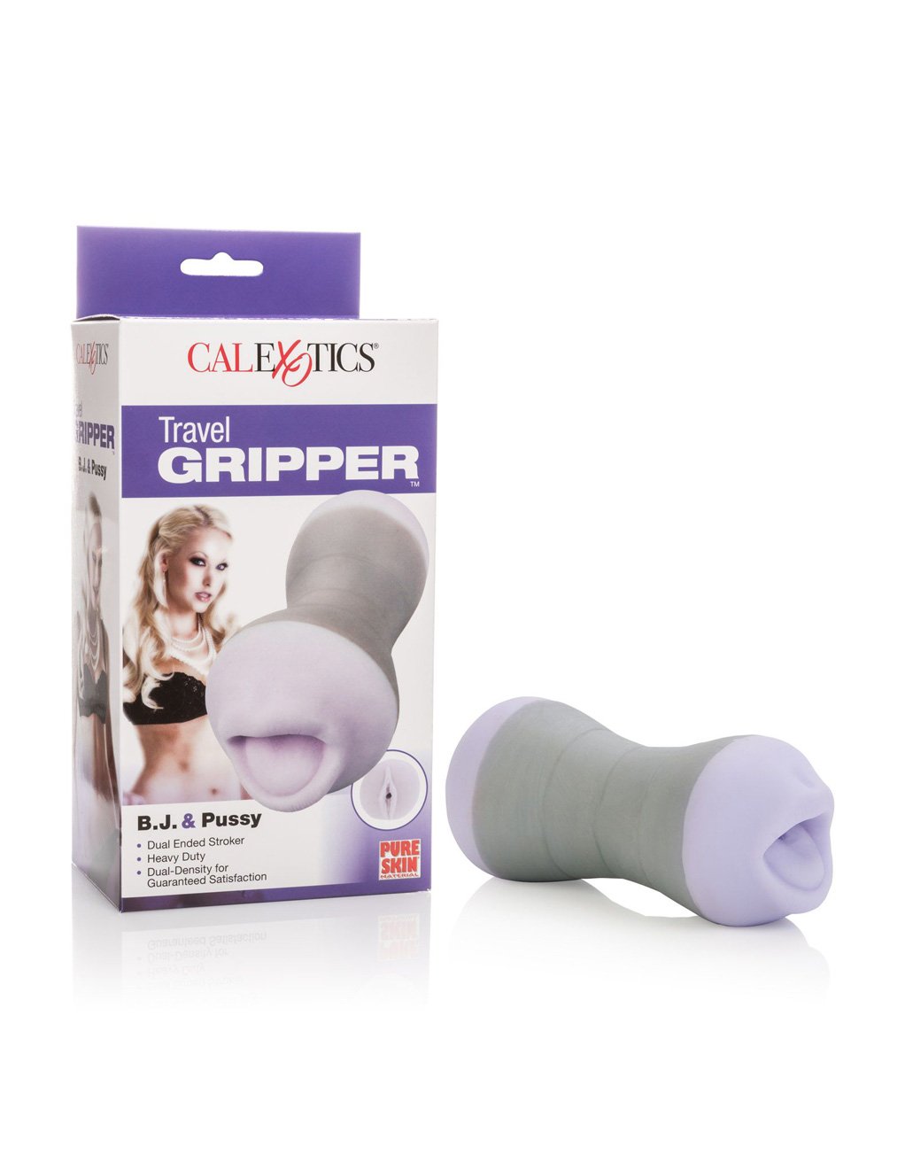 Cal Exotics Travel Gripper BJ & Pussy Masturbator package with toy