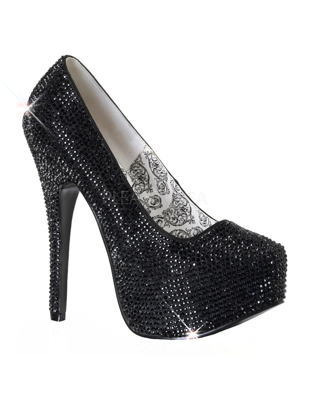 Bordello Teeze 06r Rhinestone Platform Pump Black