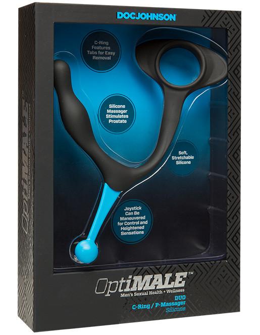 Optimale by Doc Johnson Duo Cock Ring & Prostate Massager Black Package