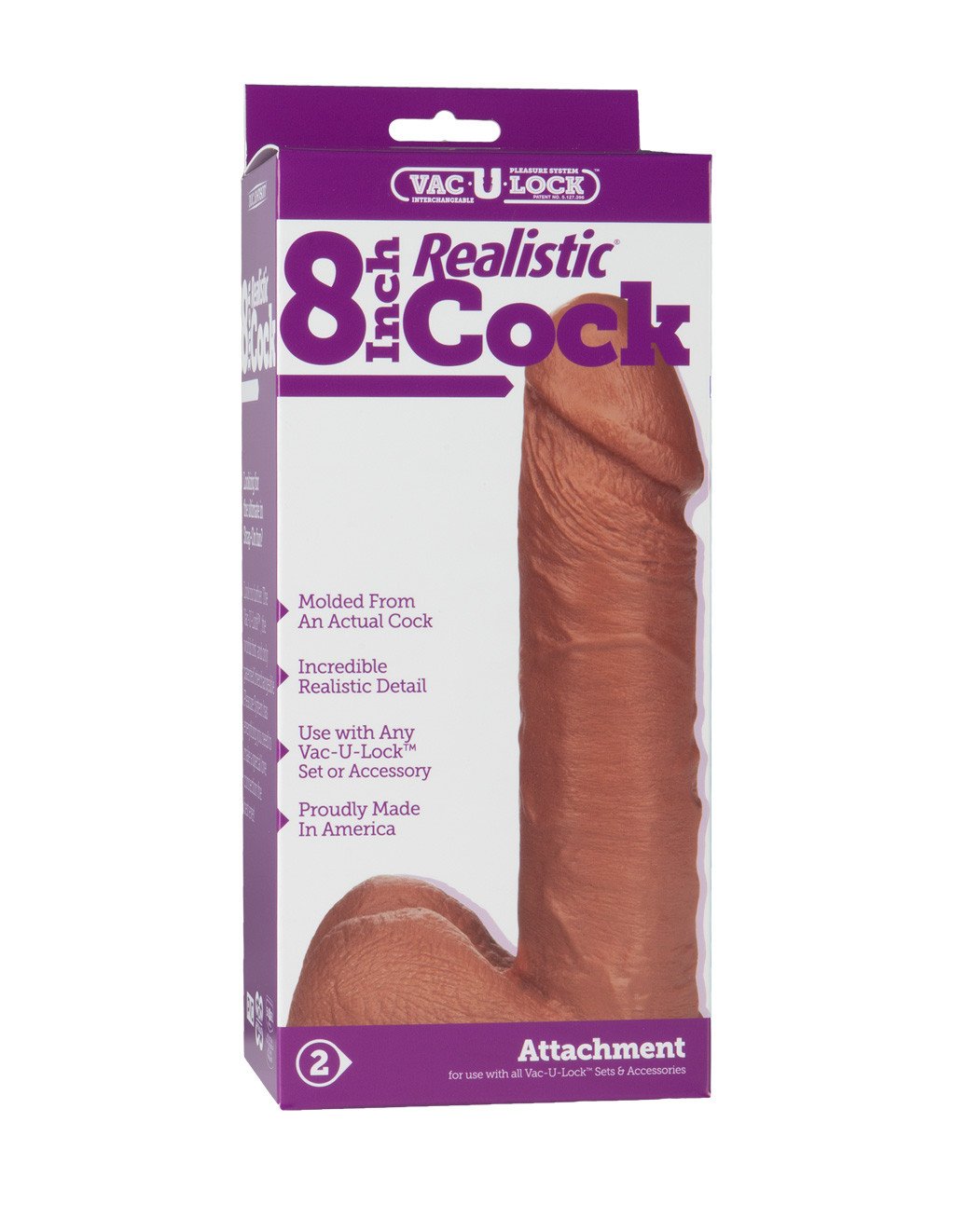 Vac-U-Lock 8 Realistic Brown Dildo Package