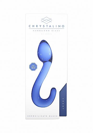 Shots America Chrystalino Champ Wand Blue Glass Sex Toy