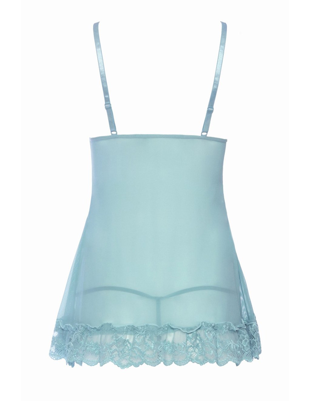 Oh La La Cheri Soft Cup Babydoll with Lace Detail Turquoise/Small Back