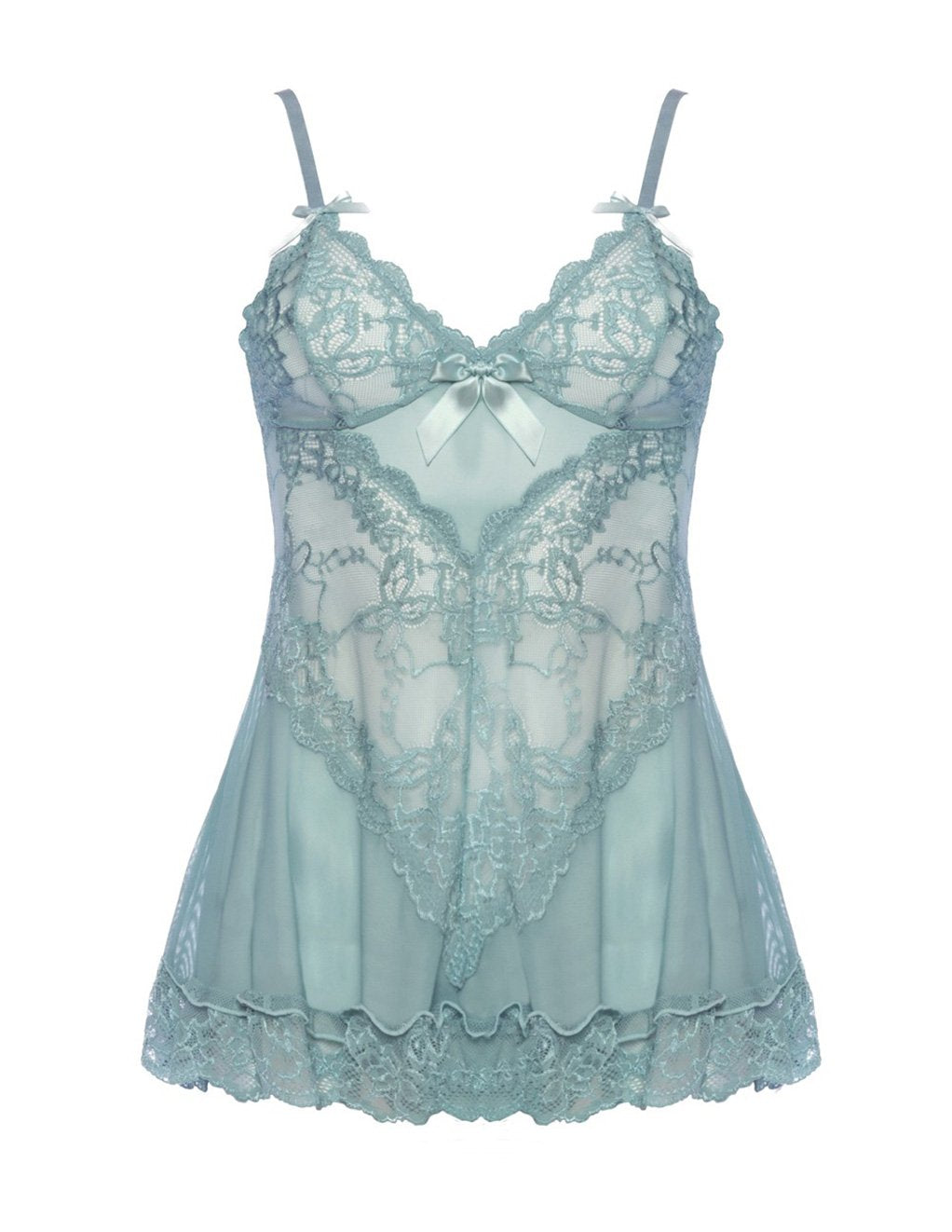 Oh La La Cheri Soft Cup Babydoll with Lace Detail Turquoise/Small Front