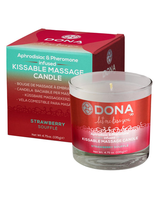 Dona by Jo Aphrodisiac & Pheromone Infused Kissable Soy Massage Candle Strawberry 4.75oz