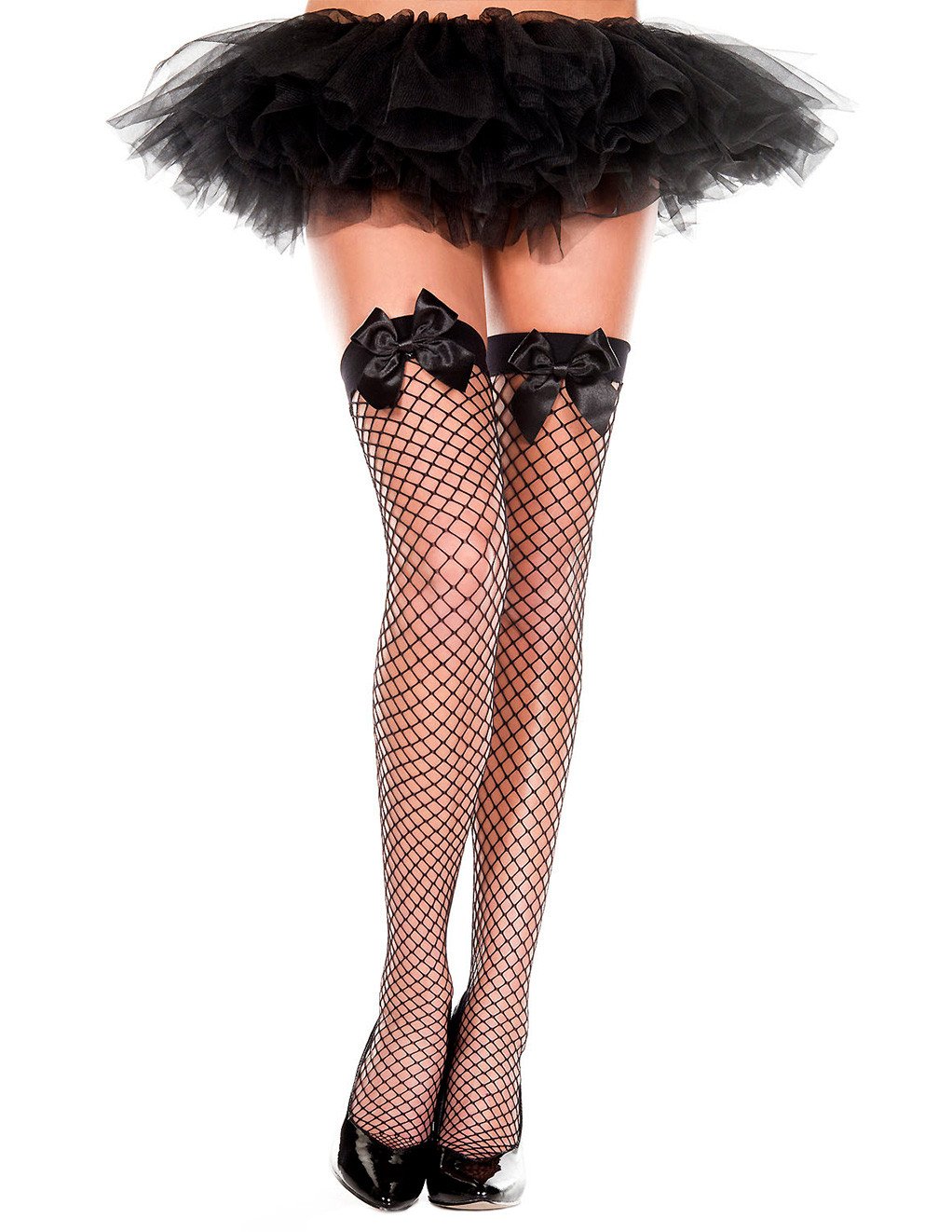 Hustler Lingerie Front Bow Top Fishnet Thigh High