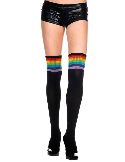 Hustler Lingerie Rainbow Striped Top Thigh High 