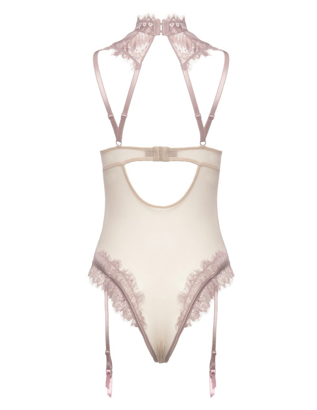 Oh la la Cherie Scalloped Eyelash Lace Collared Teddy back 2
