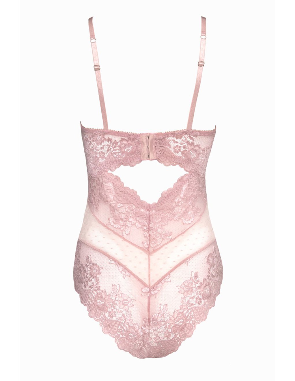 Oh La La Cheri High Neck Soft Lace Bodysuit Pink/Small Back
