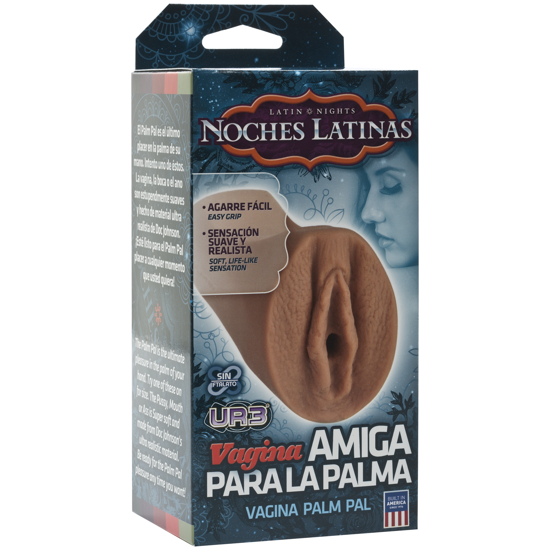 Doc Johnson Noches Latinas UltraSkyn Vagina Amiga Para La Palma Masturbator Brown