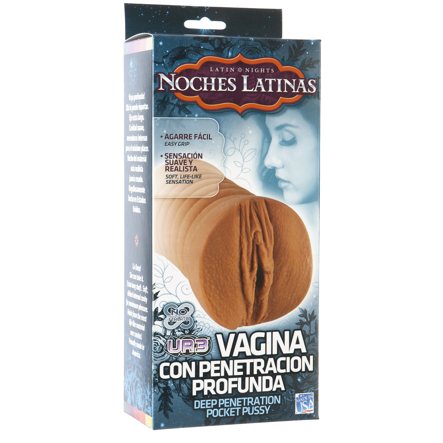 Doc Johnson Noches Latinas UltraSkyn Deep Penetration Pocket Pussy Masturbator Brown