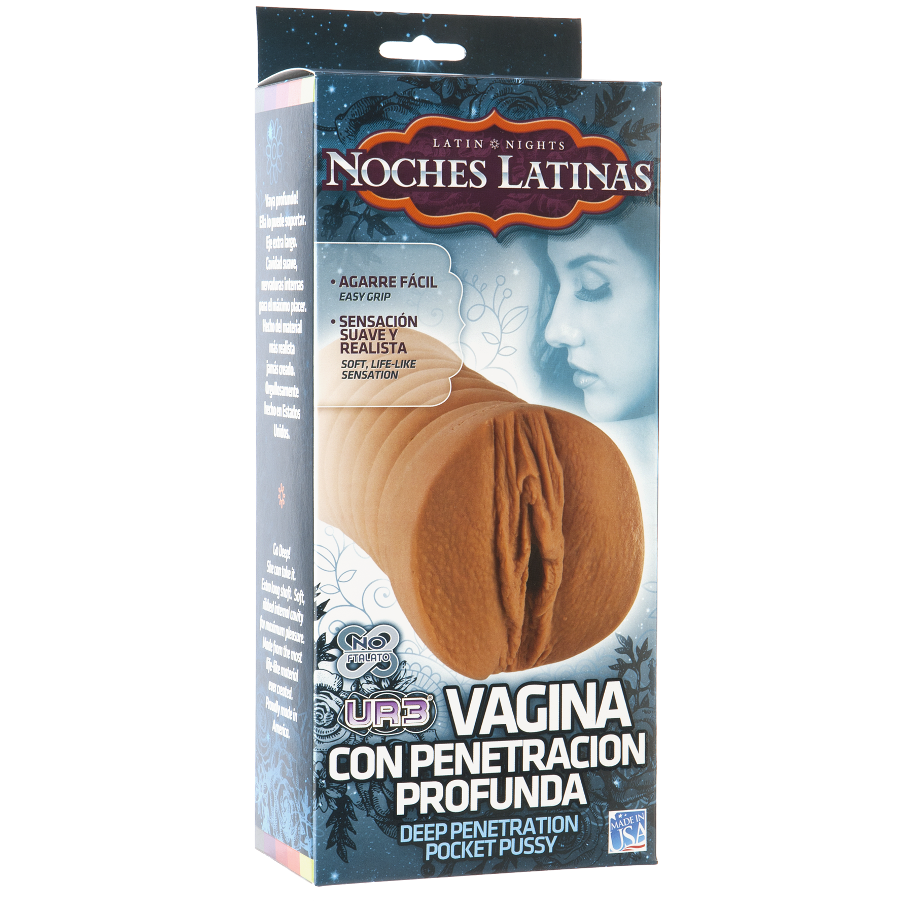 Doc Johnson Noches Latinas UltraSkyn Deep Penetration Pocket Pussy Masturbator Brown