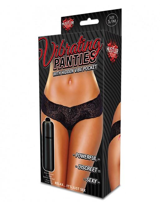 Hustler Lingerie Lace Up Back Vibrating Panty - Novelties - External