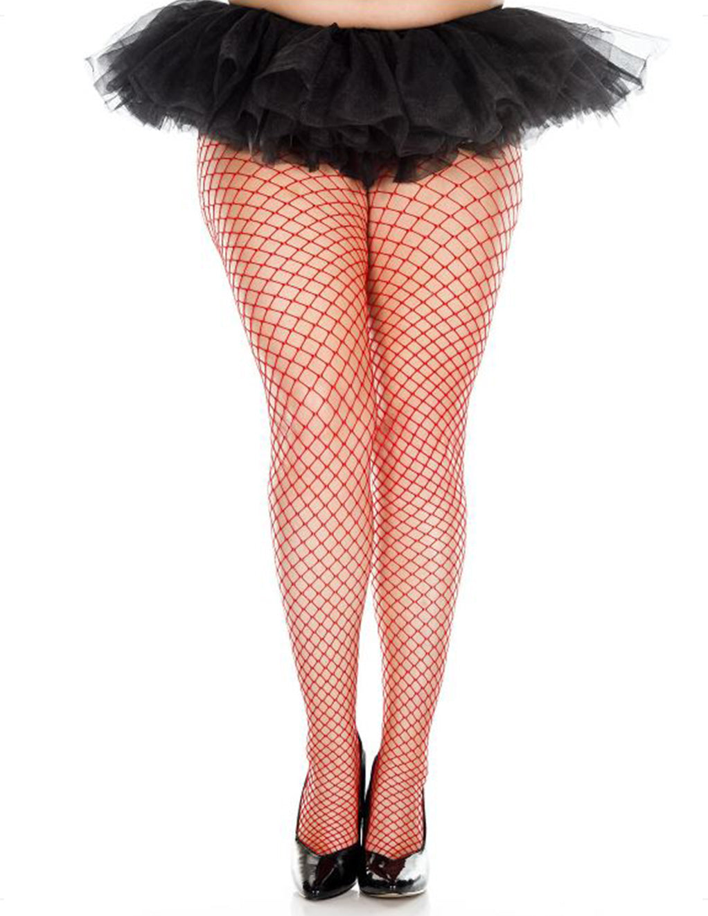 Music Legs Mini Diamond Net Spandex Pantyhose Red