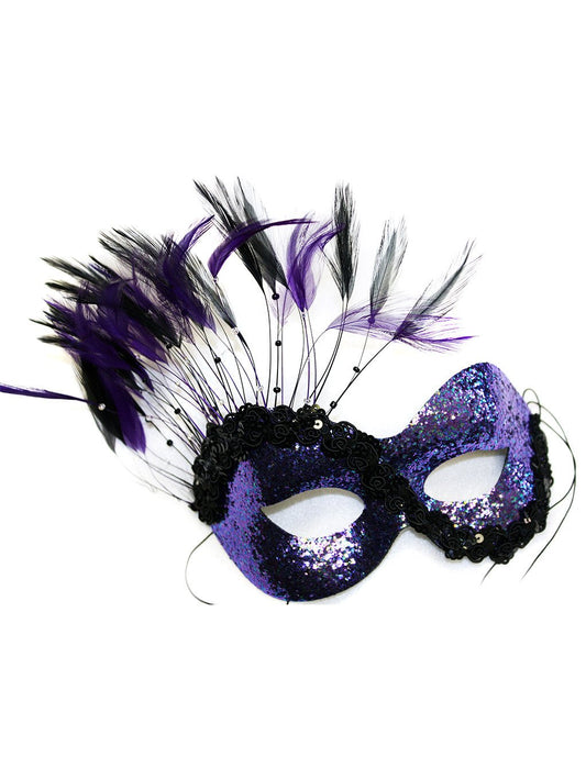 Affinity Sequin Glitter Masquerade Mask Purple - Accessories - Headgear