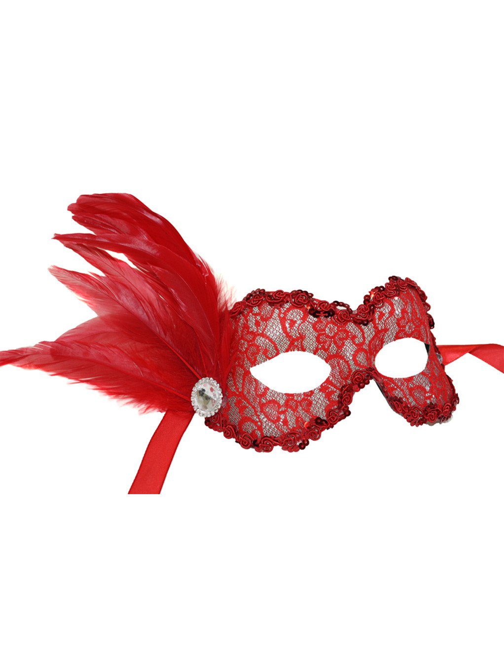 Jolene Lace Masquerade Mask Red - Accessories - Headgear