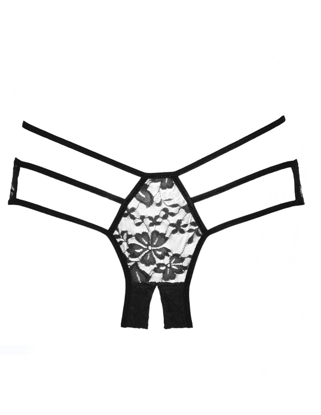 Adore by Allure Crotchless Strap Front Lace Panty Isolated Front