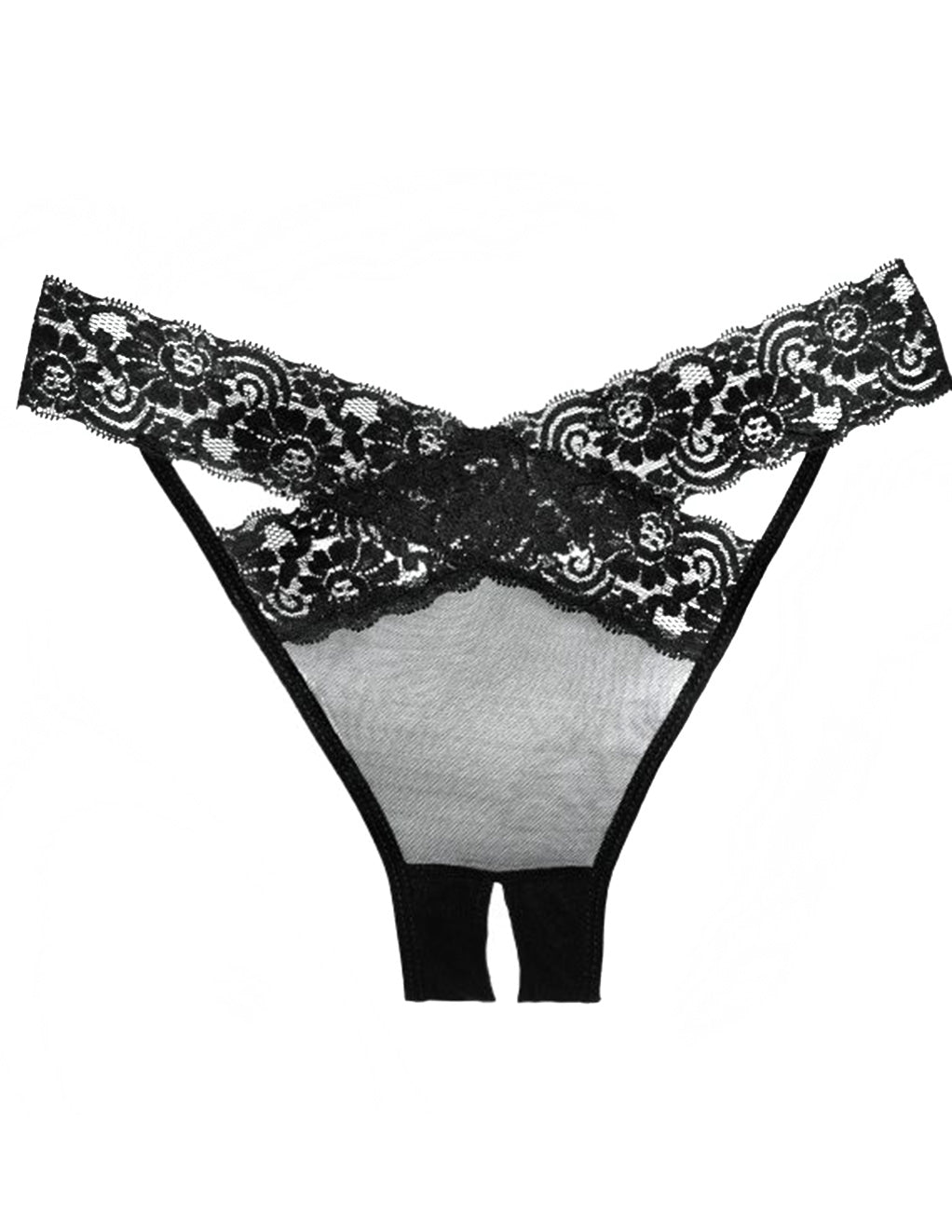 Adore by Allure Desiré Cris Cross Lace Crotchless Panty Back Close Up