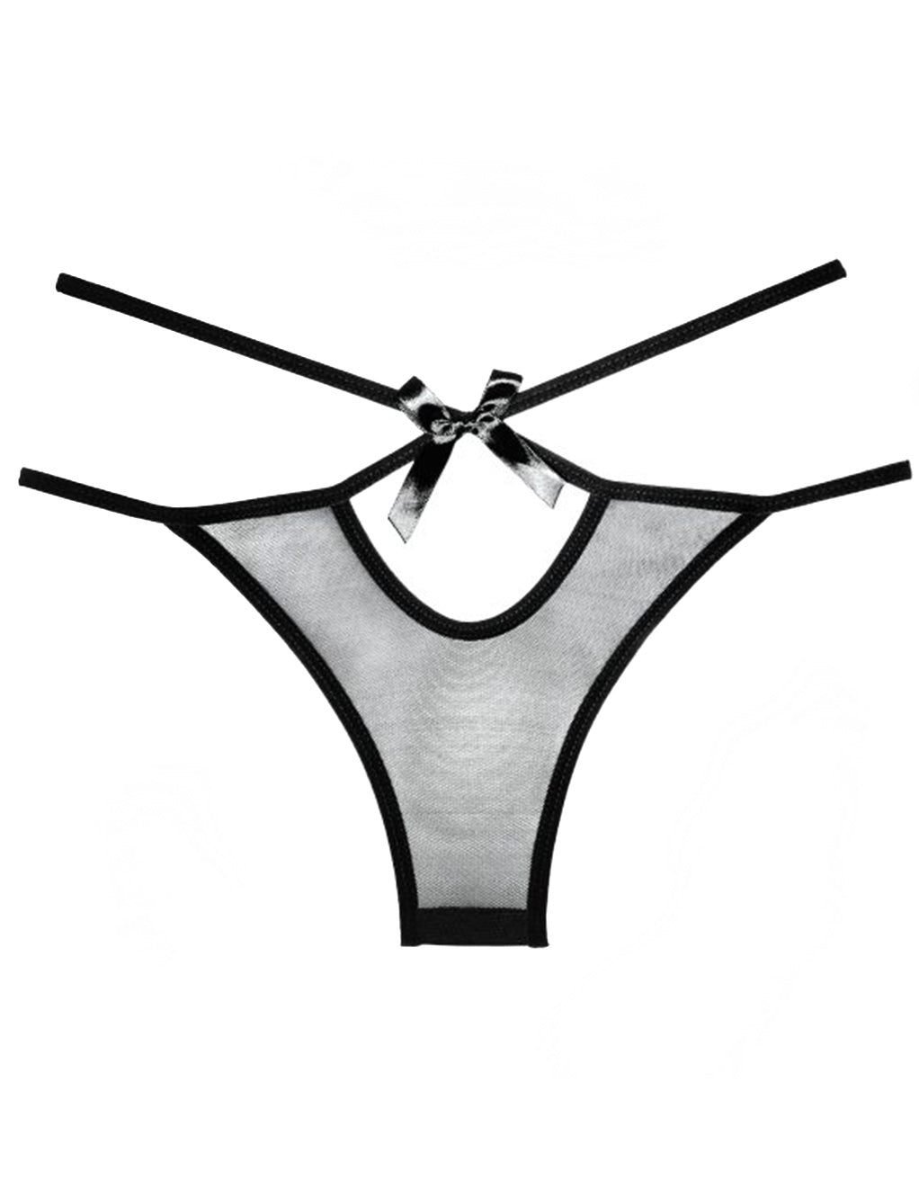 Adore by Allure Naughty Vanilla Bow Strappy Sheer Panty Back Close Up
