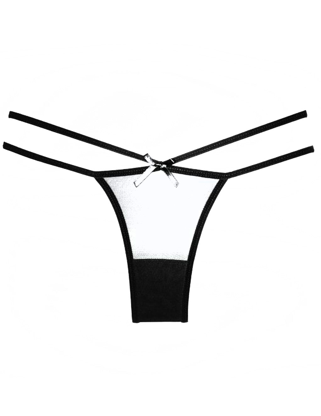Adore by Allure Naughty Vanilla Bow Strappy Sheer Panty Front Close Up