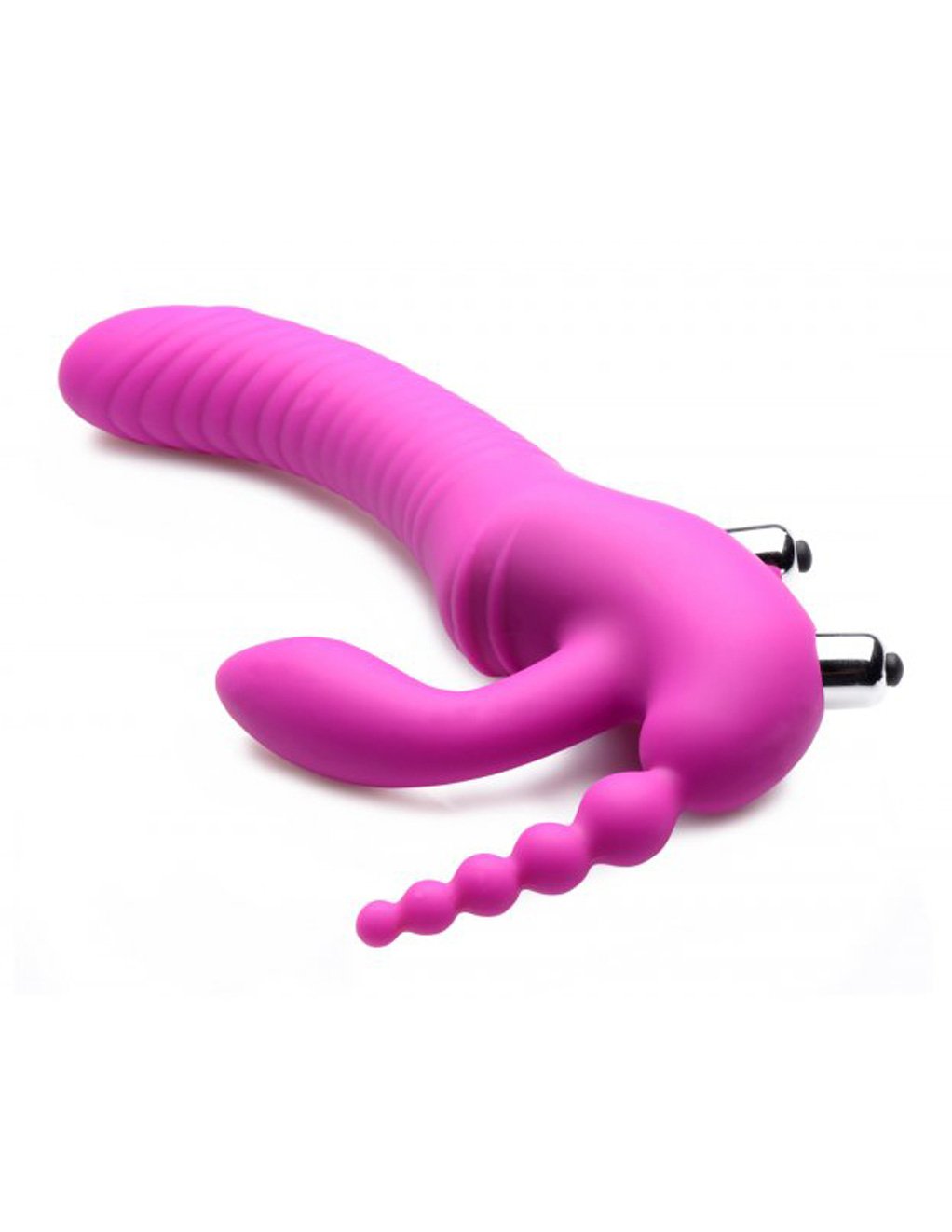 Strap U Regal Rider Vibrating Silicone Strapless Strap On Triple G Dildo