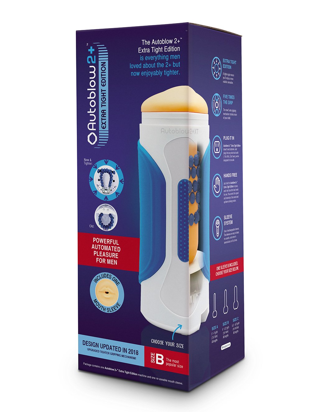 Autoblow 2+ XT Men's Masturbator with Size B Sleeve box