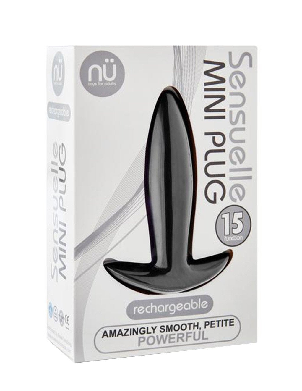 Sensuelle 15 Function Vibrating Mini Plug Black Package
