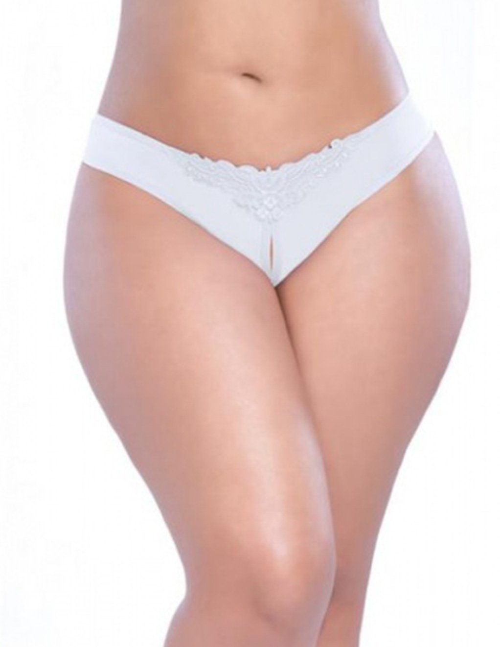Oh la la Cherie Applique Front Bikini Panty with Pearls Detail plus size