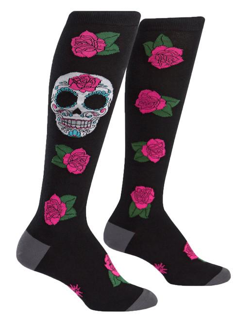 Sugar Skull Knee Socks - Accessories - Footwear