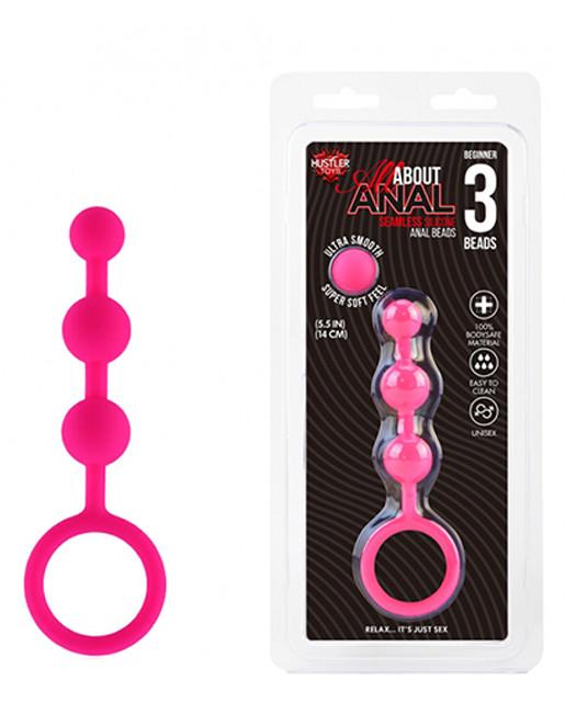 Hustler Silicone Anal Beads 3 Balls Pink - Novelties - Beads