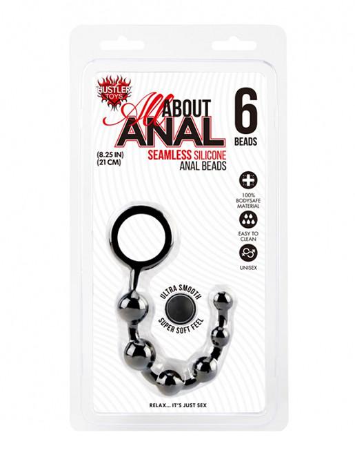 Hustler Silicone Anal Beads 6 Balls Black Package