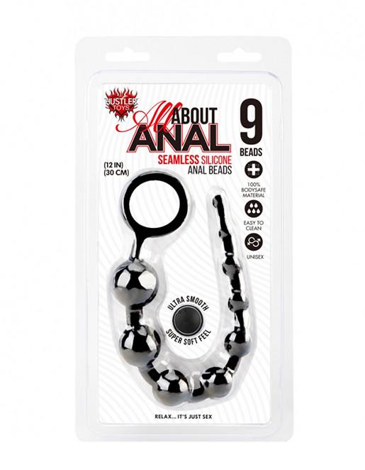 Hustler Silicone Anal Beads 9 Balls Black - Novelties - Beads