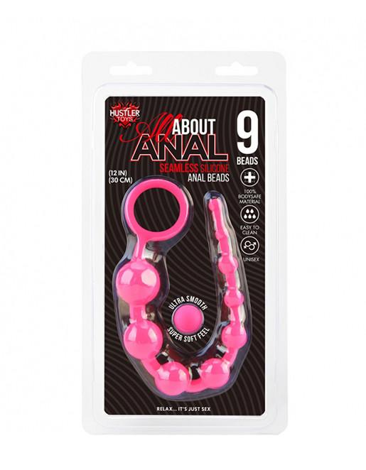 Hustler Silicone Anal Beads 9 Balls Pink Package