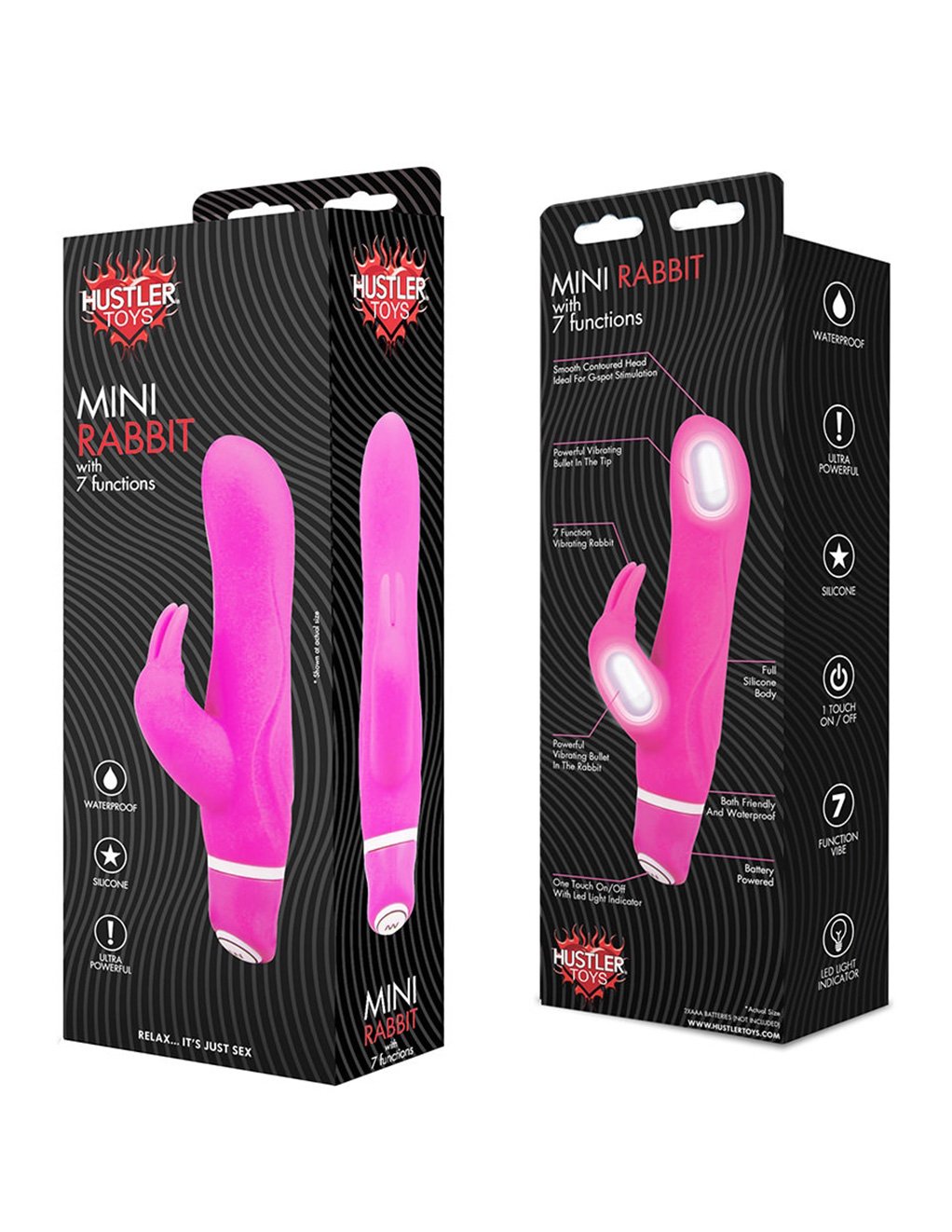 Hustler 7 Function Mini Rabbit Vibrator Pink - Novelties - Dual/Multi