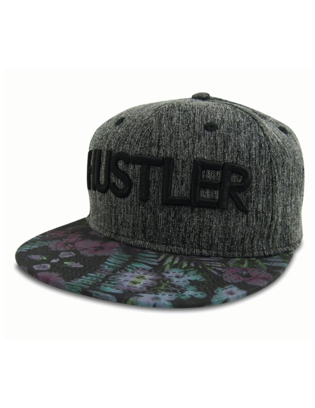 Hustler Classic Logo Floral Brim Hat-GREY/BLACK