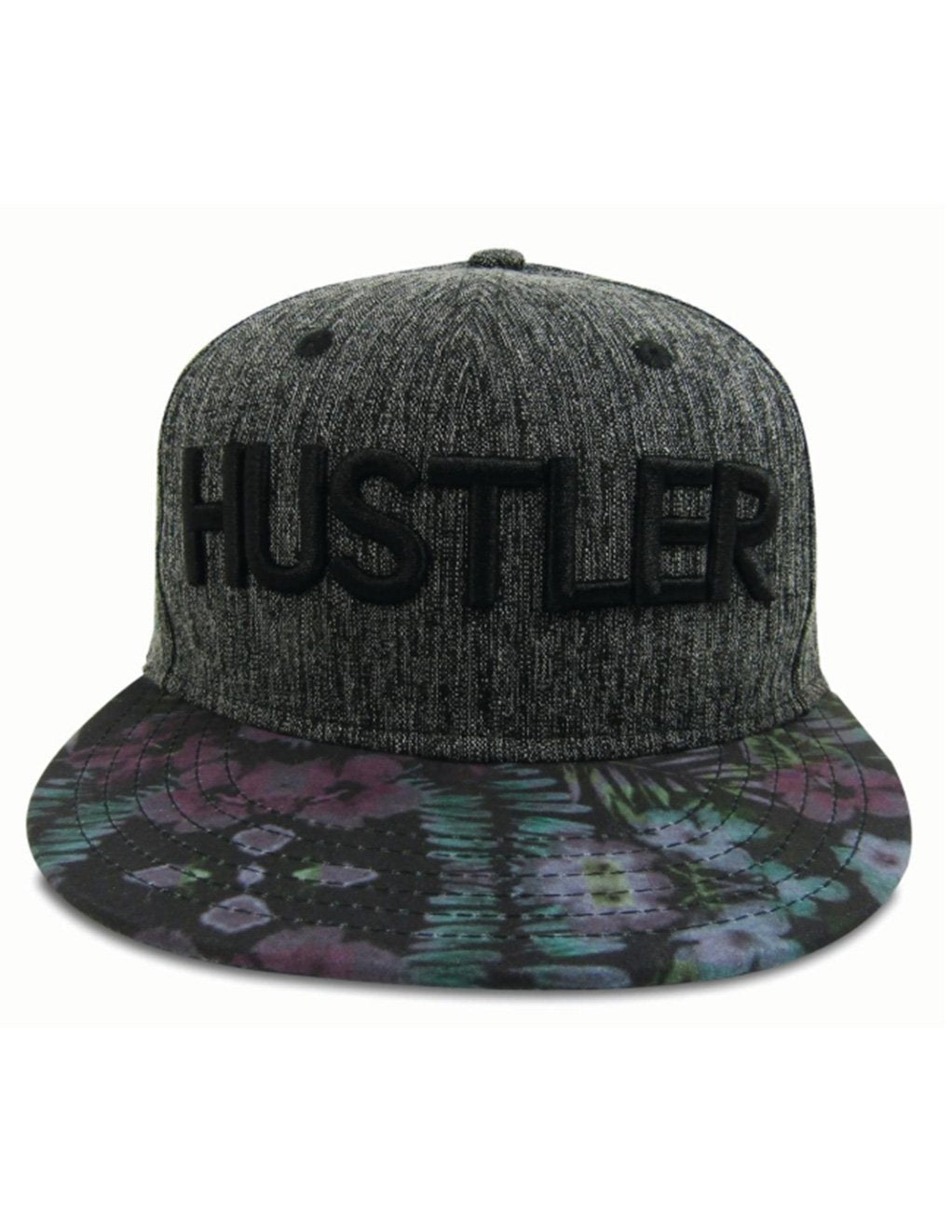 Hustler Classic Logo Floral Brim Hat-GREY/BLACK