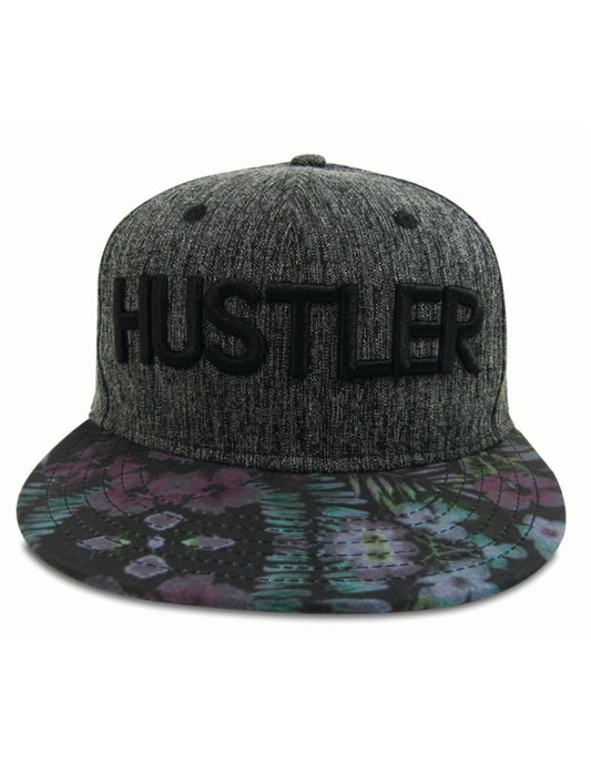Hustler Classic Logo Floral Brim Hat-GREY/BLACK